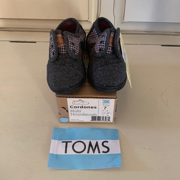 TOMS Size Tiny 7 Multi Houndstooth toddler - Picture 1 of 8